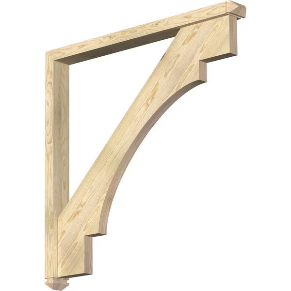 Merced Arts and Crafts Rough Sawn Bracket w/ Offset Brace, Douglas Fir, 4